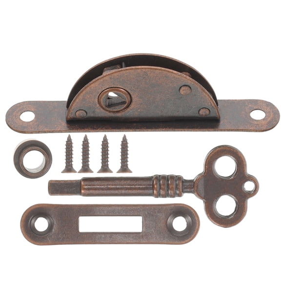 LOLIPPYY Vintage Half Round Desk Lock, Light Brown Iron, Secure Cabinet Lock, Durable and Elegant