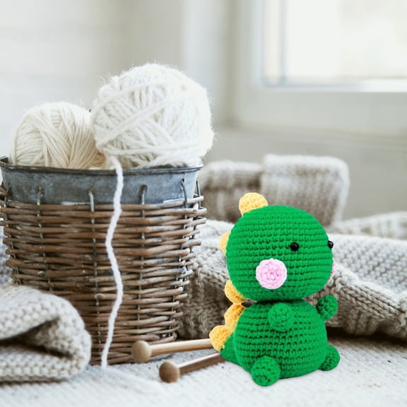 LOLIPPYY 1Set Dinosaur Crochet Kit with Plastic Thread Materials for Creative Home Decoration