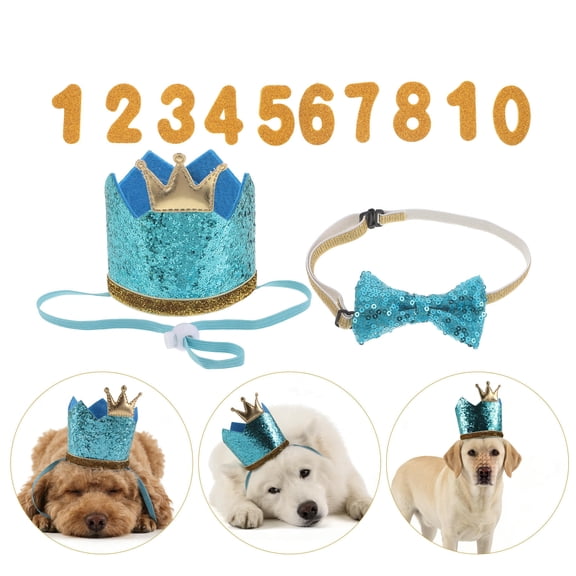 LOLIPPYY Dog Party Hat and Bowtie Set, 1 Set in Assorted Colors with Soft Comfortable Fabric for Pets
