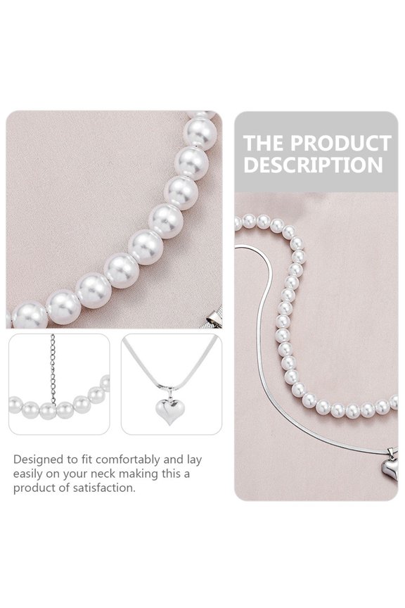 1Set Double Layer Neck Chain Pendant Titanium Steel Heart Necklace for Home and Festival Use