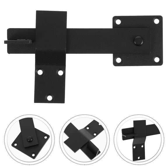 LOLIPPYY 1Set Durable Black Sliding Gate Latch with Rotation Function for Wooden Gates and Door Hardware