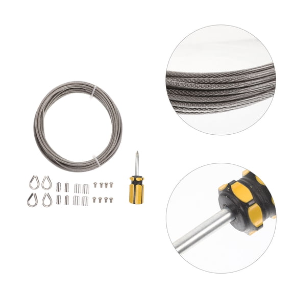 LOLIPPYY 1Set Durable Steel Cable Railing Kit with Screwdriver Thimbles and Clips for Home Outdoor