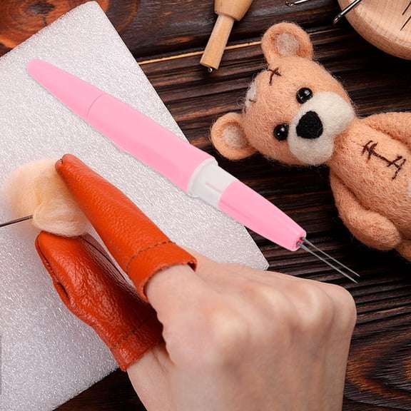 LOLIPPYY 1Set Embroidery Needle Pen Tool with Protective Cap Durable Plastic and Metal