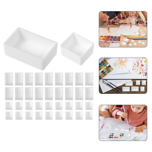LOLIPPYY 1Set Empty Plastic Watercolor Full Pans Safe Paint Palette for Acrylics and Oils