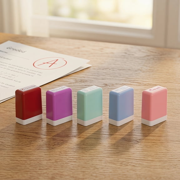 LOLIPPYY Self-Inking Teacher Grading Stamps, ABS Material, Assorted Motivational Colors for Classroom Use