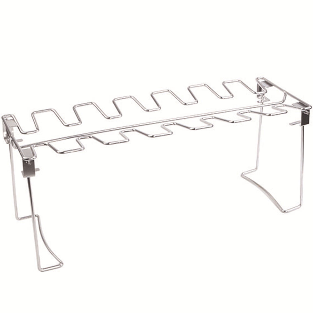 Silver Bbq Rack LOLIPPYY 1Set Foldable Metal Grill Rack for Chicken Legs Silver ...
