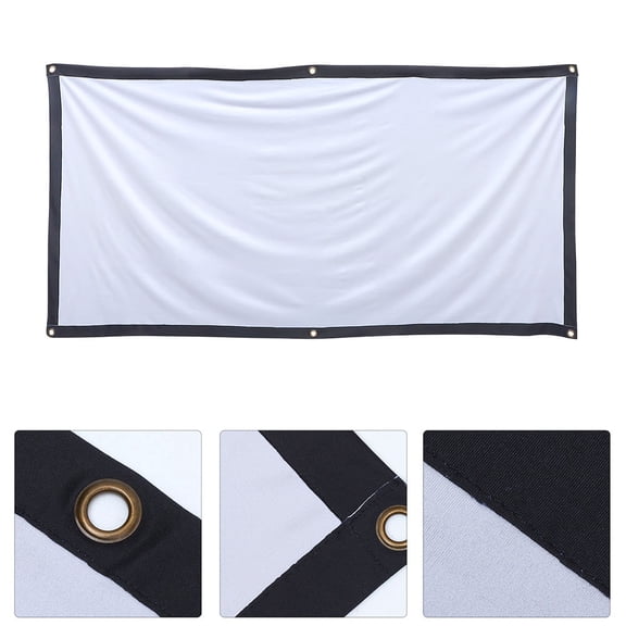 LOLIPPYY 1Set Folding White Projector Screen with Black Border for Camping and Party Use