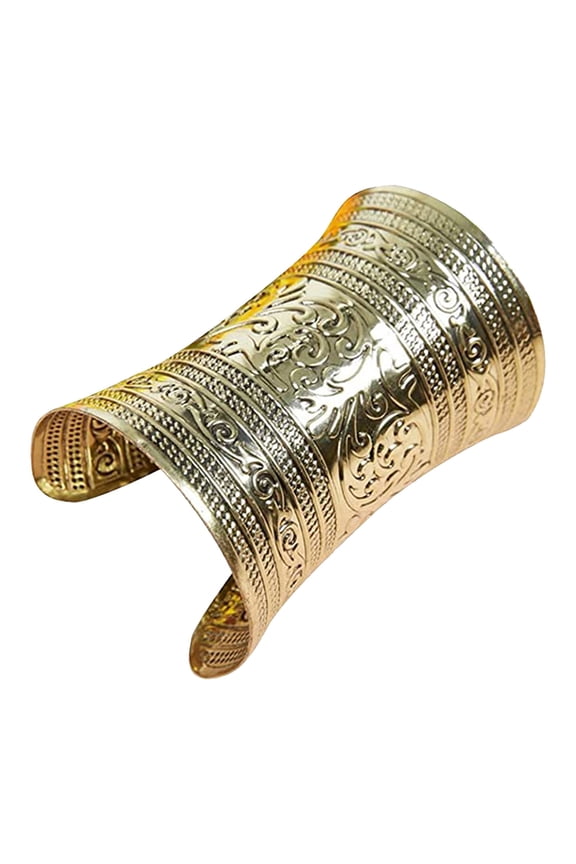 1Set Golden Metal Arm Cuff Bangle with Round Edge Style for Women Performance Prop for Belly Dance Party