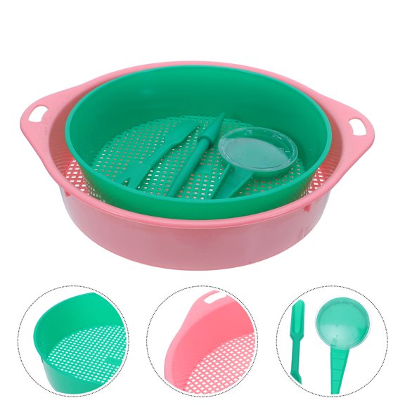 LOLIPPYY 1Set Hand Operated Seed Planter with Soil Sifter and Transplant Tools for Flower and Vegetable Gardens