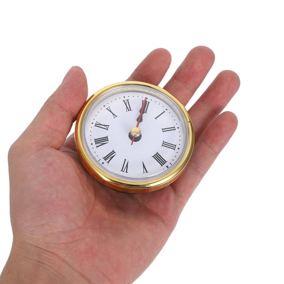 LOLIPPYY 1Set Handpolished Golden Round Clock Face with Quartz Movement for Office Desk Clock Insert