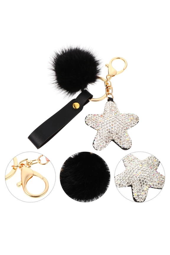 1Set Hanging Buckle Keyring Black Clay Keychain Accessory For Daily Use