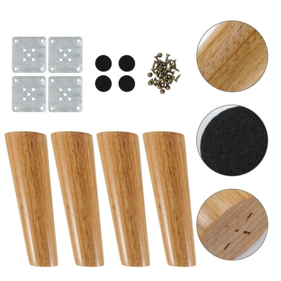 LOLIPPYY 1Set Khaki Colored Wood Furniture Legs for DIY Projects 15X4.7in