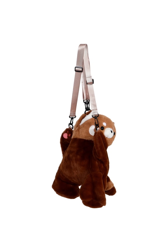 Light Brown Red Panda Plush Backpack 1 Set Large Capacity Cute Bag