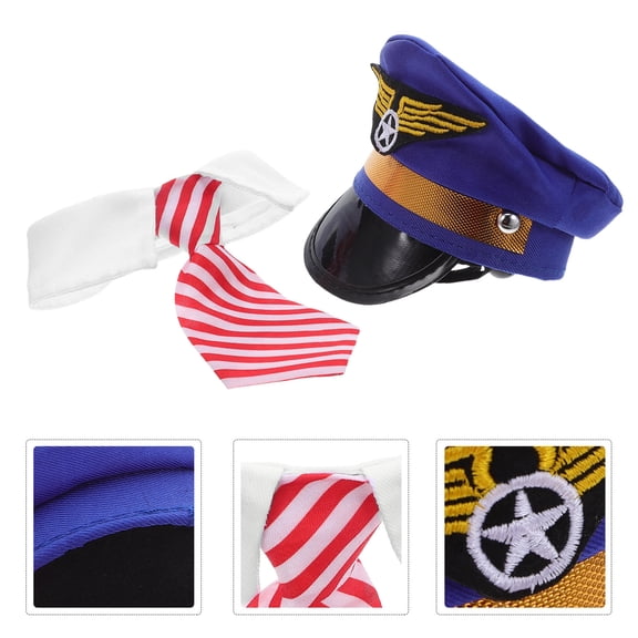 LOLIPPYY 1Set Lightweight Dog Pilot Hat with Necktie Pet Headwear for Social Media Photos