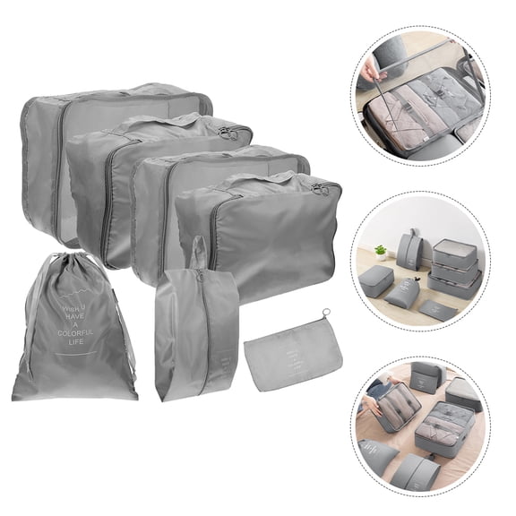 LOLIPPYY 1Set Lightweight Travel Storage Bag Grey for Clothes Shoes Cosmetics and Daily Essentials