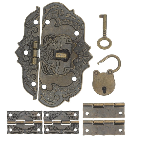 LOLIPPYY 1Set Matte Coffee Alloy Vintage Padlock with Keys Decorative Lock and Hasp for Wooden Box
