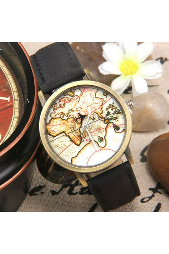 1Set Men's Wrist Watches Denim Canvas Scratch Resistant Black