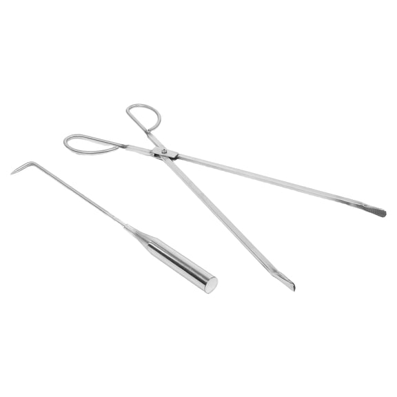 LOLIPPYY 1Set Metal Fire Pit Poker and Log Grabber Stainless Steel Fire Tools for Patio and Camping