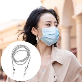 LOLIPPYY 1Set Metal Mask Chain Strap Face Mask Holder with Durable Metal Plastic Material