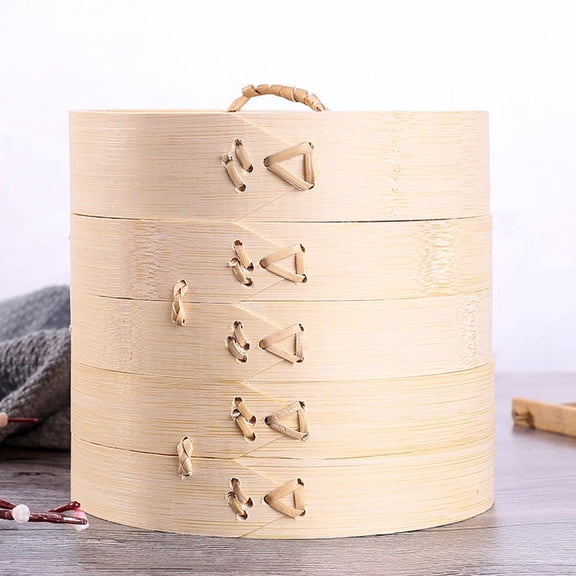LOLIPPYY 1Set Multi Purpose Bamboo Steamer with Cover Natural Material for Kitchen Use