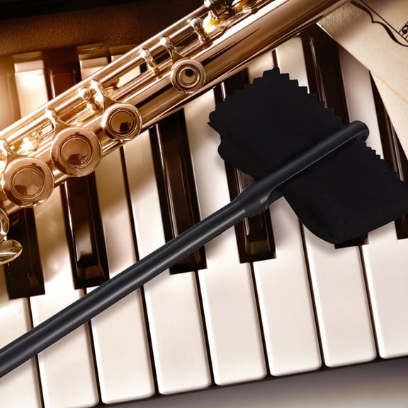 LOLIPPYY 1Set Musical Flute Cleaning Kit with Black Rod and Cloth for Saxophone and Wind Instruments