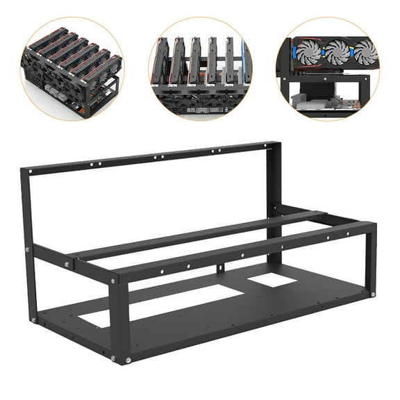 LOLIPPYY 1Set Open Air Computer Case Black Graphics Cards Rack with Power Supply and Atx Motherboard Support