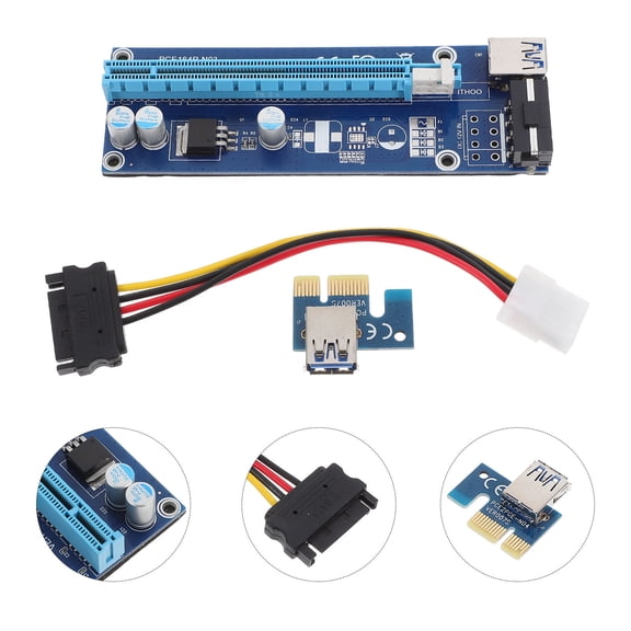 LOLIPPYY 1Set Pci E Riser Card Dual Pcie Adapter with LED Lights for Computer Mining Dark Green