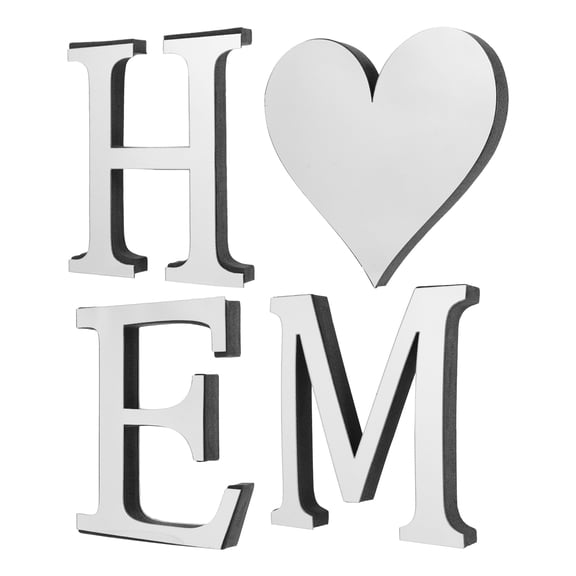 LOLIPPYY 1Set Plated Silver Acrylic Mirror Letter Wall Art Self Adhesive Removable Wall Decor Stickers