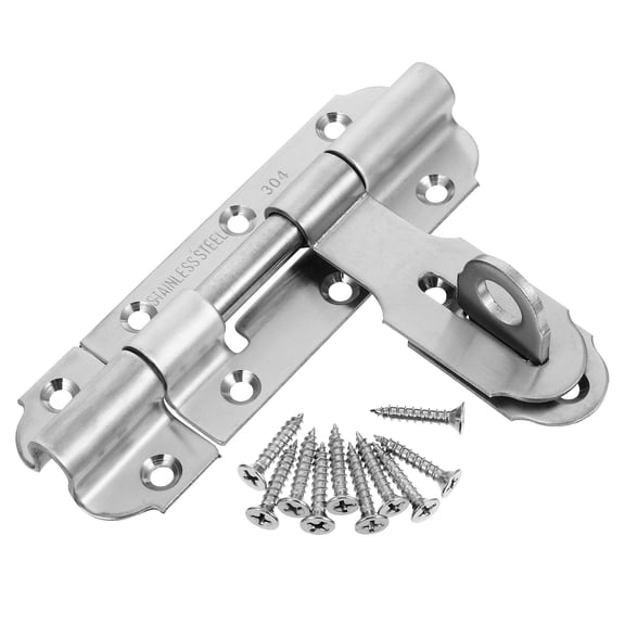 LOLIPPYY 1Set Plated Silver Door Barrel Bolt Lock with Eight Screw Holes for Secure Home Use