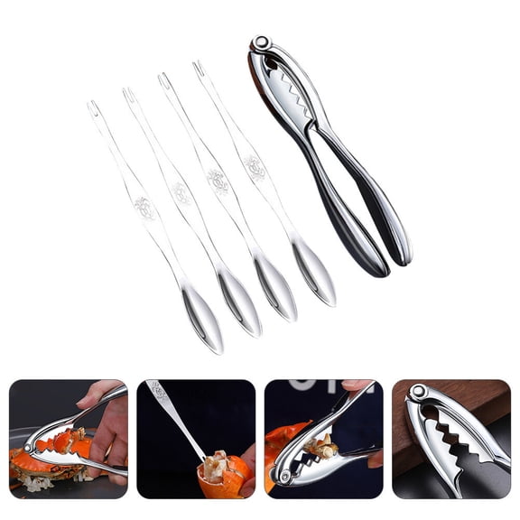 LOLIPPYY 1Set Plated Silver Seafood Tools Set with Anti Skid Grip for Crab and Lobster Shelling