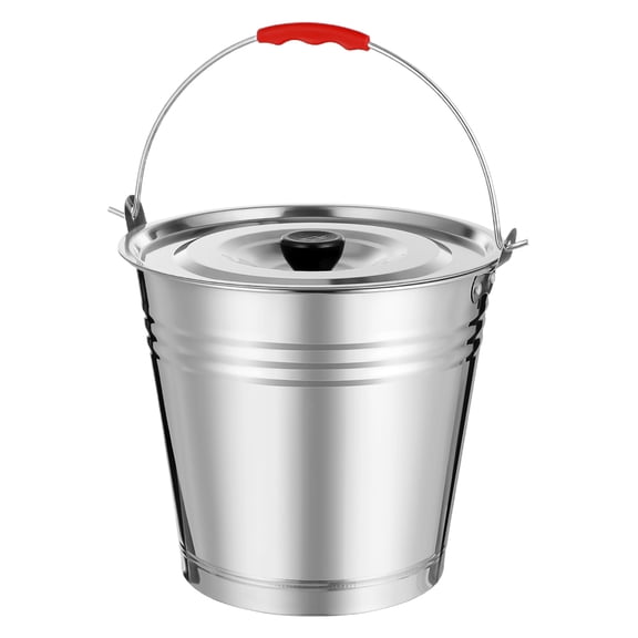 LOLIPPYY Stainless Steel Water Storage Bucket with Lid and Handle, Plated, for Party and Outdoor Use, 1 Set