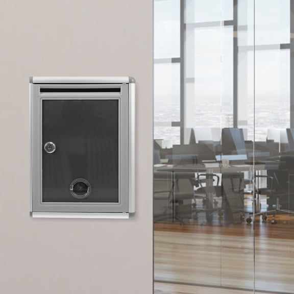 LOLIPPYY 1Set Plated Silver Aluminum Wall Mount Letter Box Lockable Mailbox for Office Use Indoor Outdoor