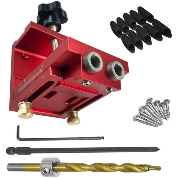 LOLIPPYY 1Set Pocket Hole Kit Aluminum Alloy Drill Guide Portable for Woodworking Carpentry Tools