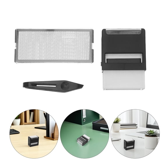LOLIPPYY 1Set Portable DIY Self Inking Stamp Kit ABS Material Black for Business and Office