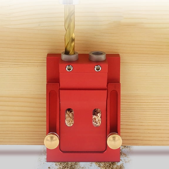 LOLIPPYY 1Set Portable Pocket Hole Drill Locator Red Aluminum Alloy Guide for Wood Board Splicing