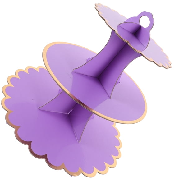 LOLIPPYY 1Set Premium Cardboard 3 Tier Dessert Display Stand Violet Cake Holder for Weddings and Special Events