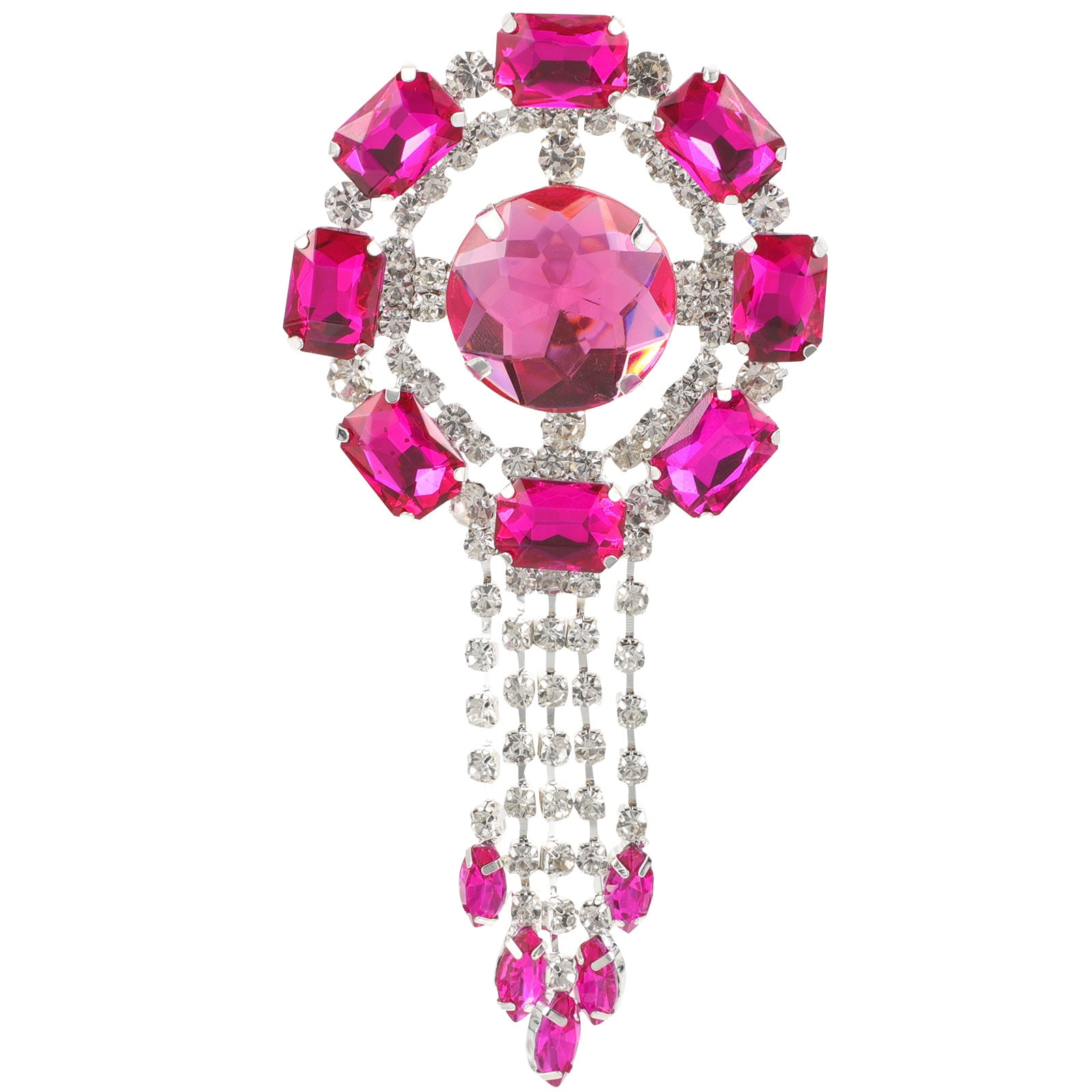 LOLIPPYY Dress Clips Rhinestone Tassel Brooch Pin Rosy Crystal 1Pcs Simple Design