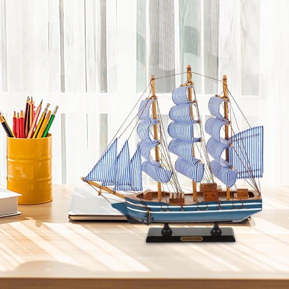 LOLIPPYY 1Set Sailboat Model Boat Figurine Wood Home Decoration Friends Coastal Theme