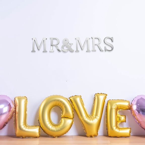 LOLIPPYY 1Set Self Adhesive Acrylic Mirror Letters Wedding Wall Decor for Elegant Party Decoration
