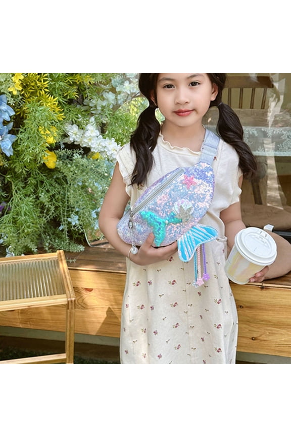 1Set Sequin Fanny Pack for Kids Crossbody Carry Small Items Waist Bag