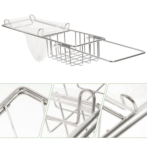 LOLIPPYY Retractable Sink Rack Drain Basket Set, Iron and PP Material, Drying and Water Drainage Organizer for Kitchen