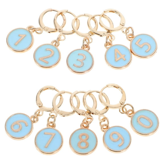 LOLIPPYY 1Set Sky Blue Metal Knit Stitch Markers Numbered Row Counters with Portable Storage Box