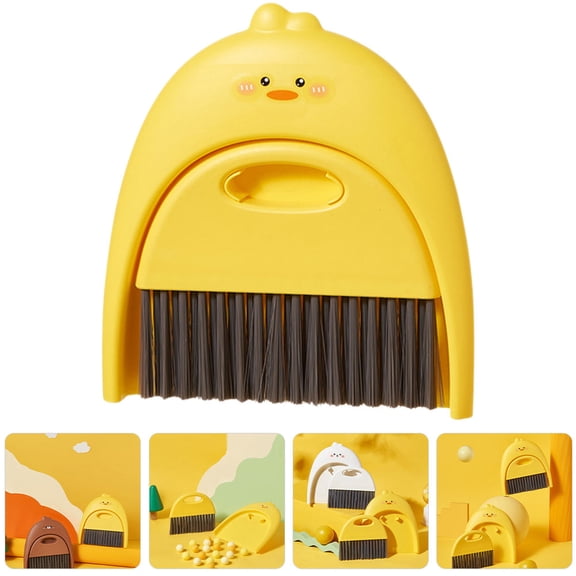 LOLIPPYY 1Set Small Broom and Dustpan Set Yellow with High Hardness Brush for Home Use