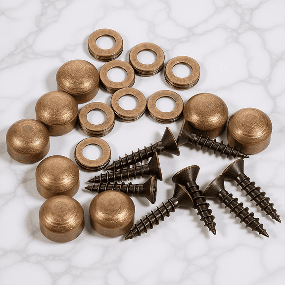 LOLIPPYY 1Set Solid Copper Mirror Mounting Hardware Decorative Screws with Covers for Wood Metal