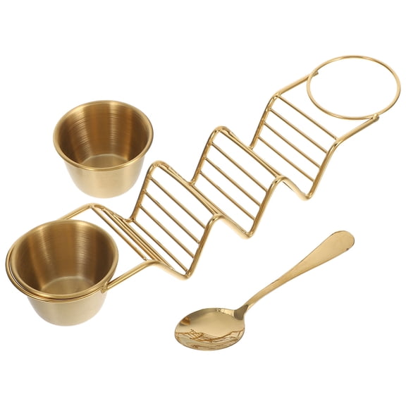 LOLIPPYY 1Set Stable Stainless Steel Taco Serving Tray with Sauce Cups for Restaurant and Home
