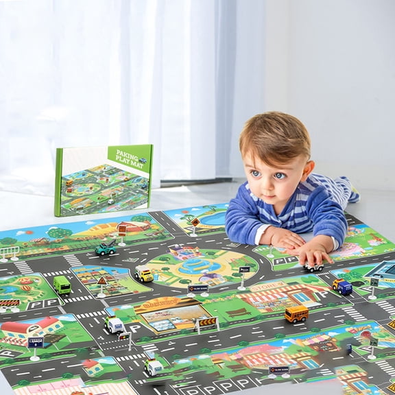 LOLIPPYY 1Set Traffic Parking Plaything Game Mat Indoor Use Assorted Color Attractive Sturdy Design
