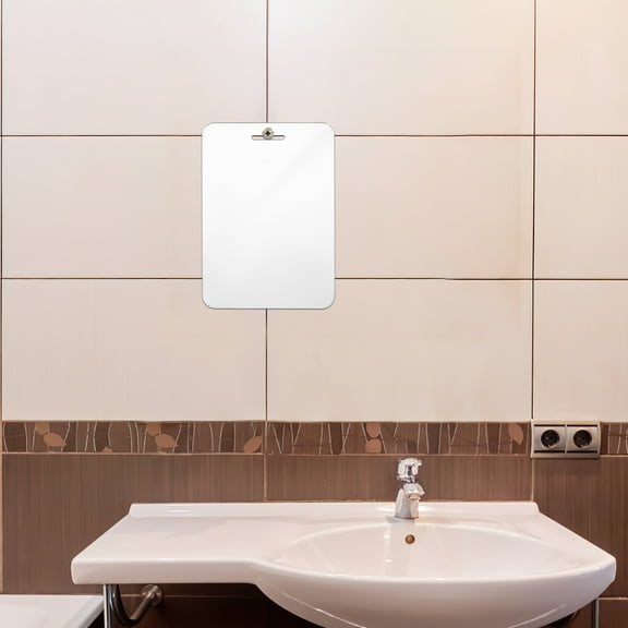 LOLIPPYY 1Set Transparent Acrylic Bathroom Mirror Fogless Wall Mount Shaving and Makeup Mirror