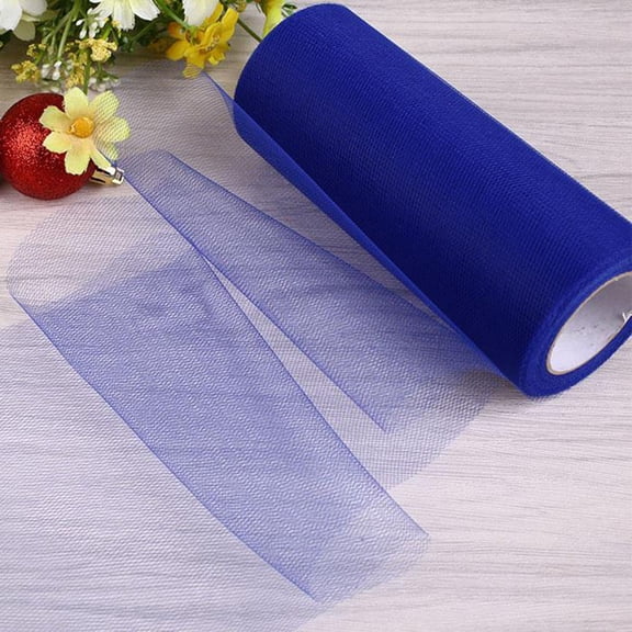 LOLIPPYY 1Set Tulle Fabric Spool Royal Blue Dacron Craft Material for Decorative Wrapping