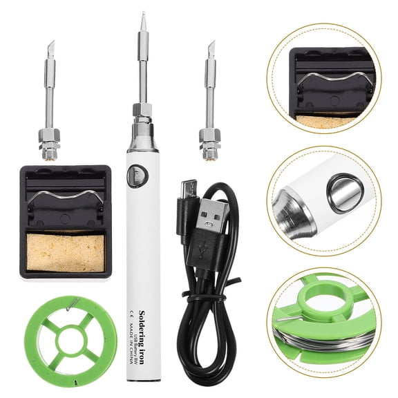 LOLIPPYY USB Powered Cordless White Soldering Iron Set, Low Voltage Welding Tool for Electronics and Projects