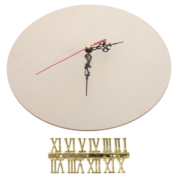 LOLIPPYY 1 Set Unfinished Wooden Clock Face with Roman Numerals for Custom Wall Clock Craft Projects